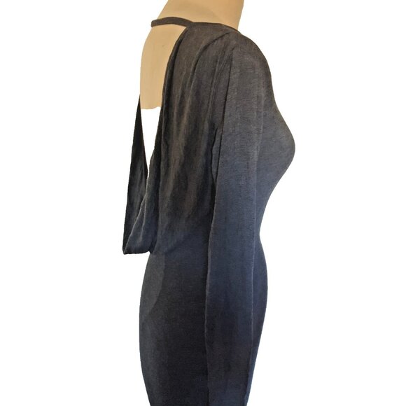 Sparkle & Fade maxi gray bodycon stretch cut out back waterfall pencil dress S - Picture 3 of 11